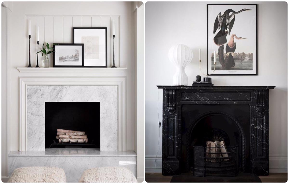 Stone fireplace